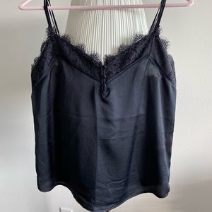Abercrombie & Fitch Satin Lace Trim Cami in Black, Size M, NWT